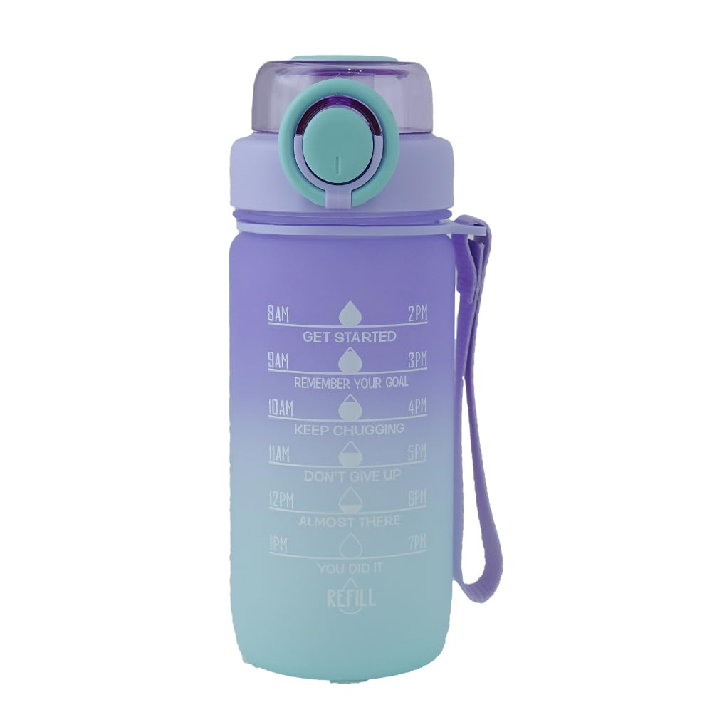 ZZT 20 oz Water Bottles with Time Marker to Drink and Straw, Motivational Words Water Bottle, Leakproof,Sports Water Bottle for Gym and Outdoor Activity (Green)