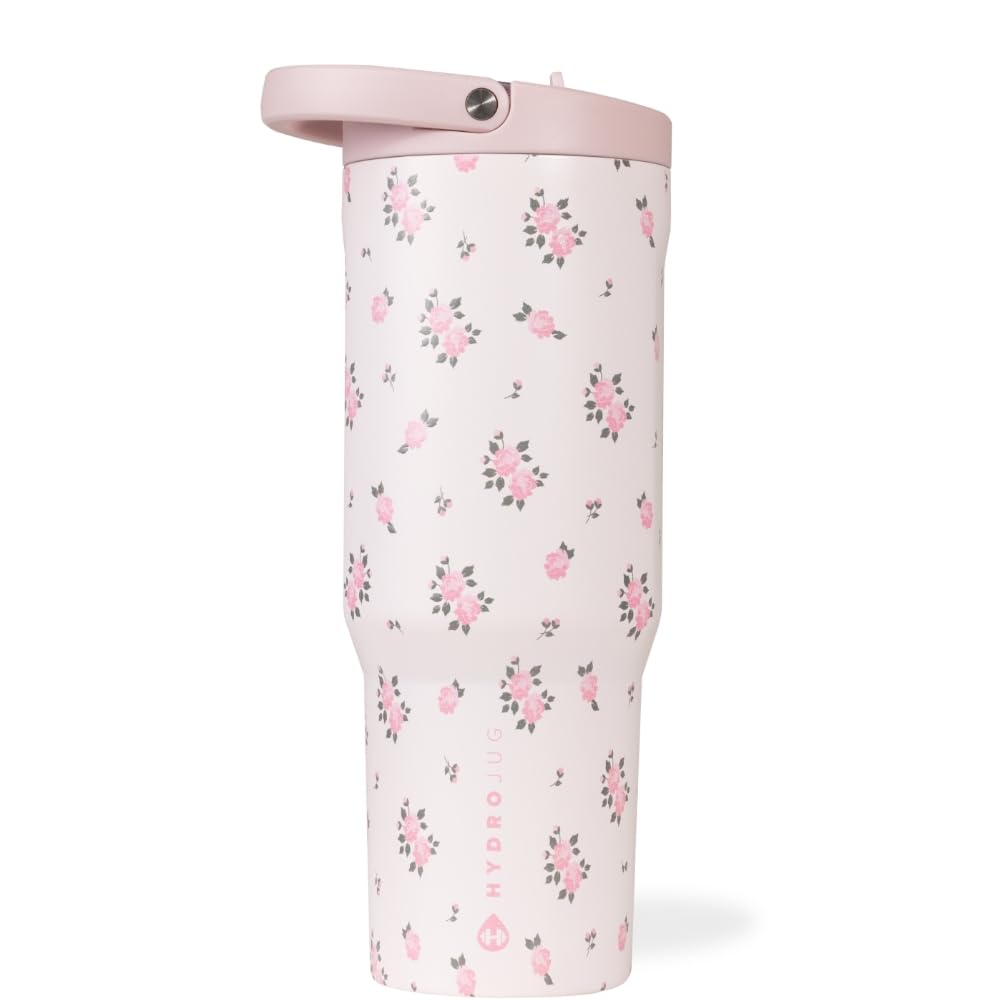 HydroJug Sport - Stainless Steel Tumbler with Straw, Vacuum Insulated, 40oz Leakproof Water Bottle, Ergonomic Design, Reusable, Dishwasher Safe, Rubber Base, Durable for Gym or Outdoors, Black Leopard