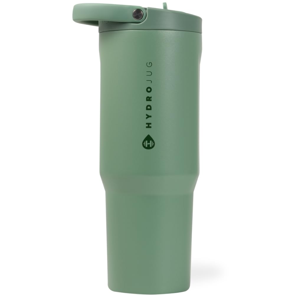 HydroJug Sport - Stainless Steel Tumbler with Straw, Vacuum Insulated, 40oz Leakproof Water Bottle, Ergonomic Design, Reusable, Dishwasher Safe, Rubber Base, Durable for Gym or Outdoors, Rodeo