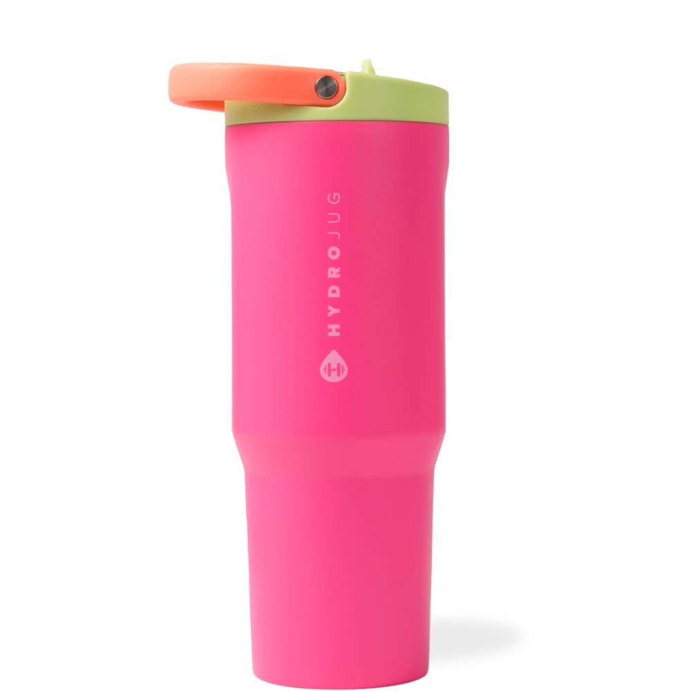 HydroJug Sport - Stainless Steel Tumbler with Straw, Vacuum Insulated, 40oz Leakproof Water Bottle, Ergonomic Design, Reusable, Dishwasher Safe, Rubber Base, Durable for Gym or Outdoors, Black Leopard