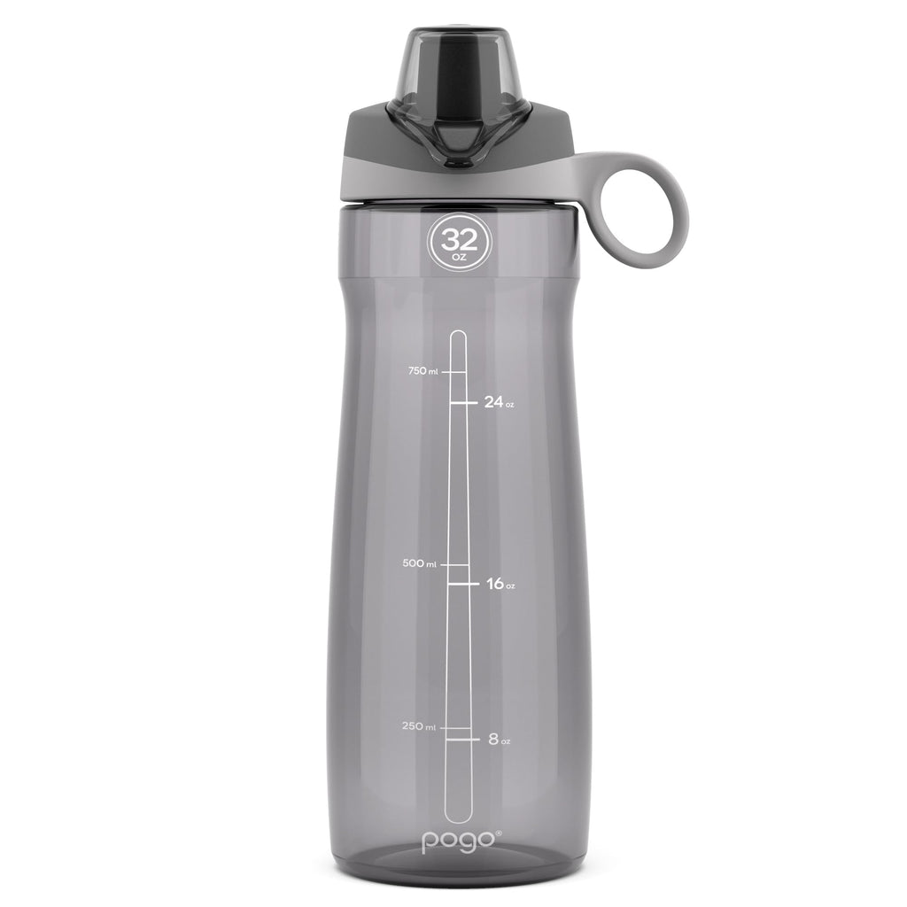 Pogo BPA-Free Tritan Plastic Water Bottle with Chug Lid, 32 Oz, Grey