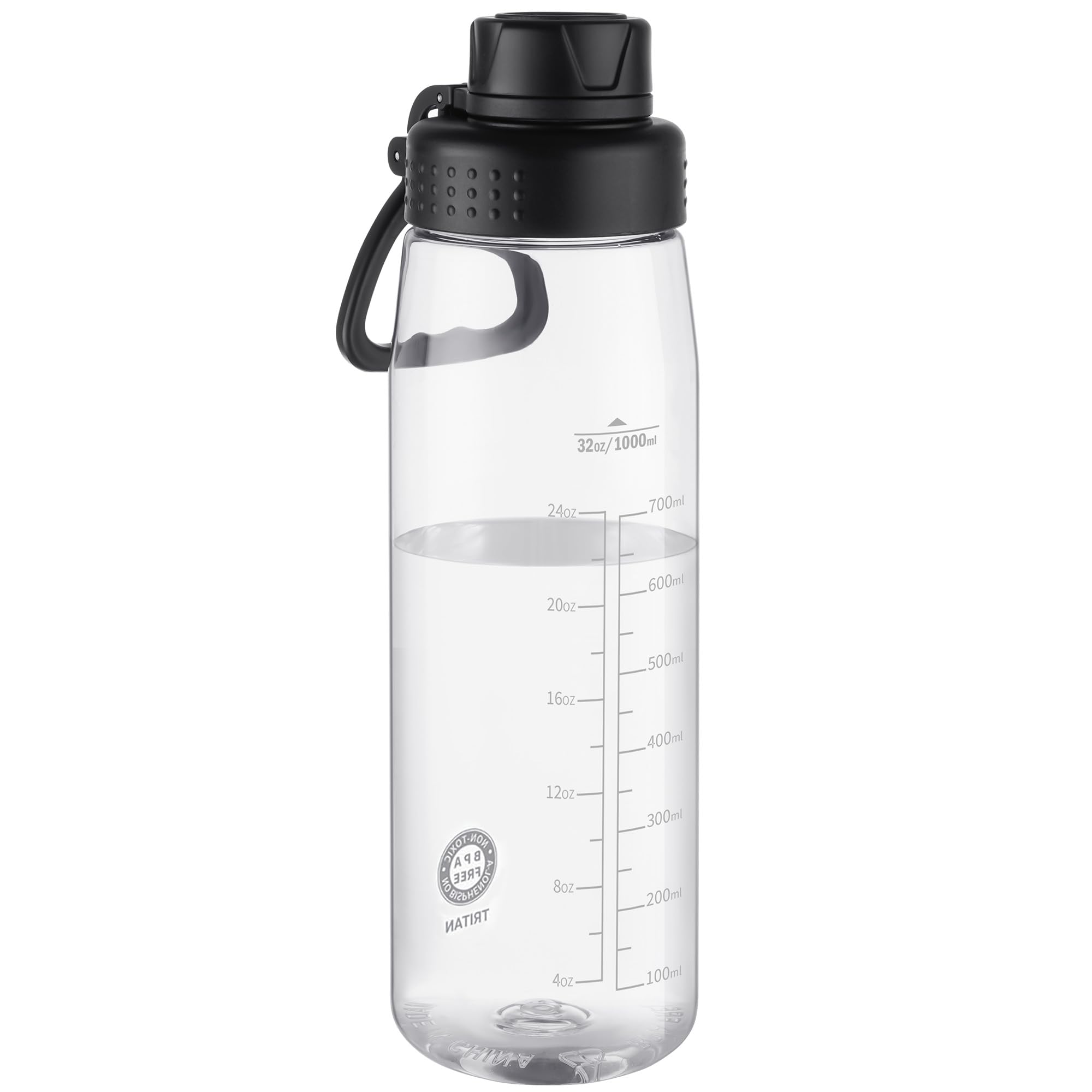 Water Bottle 32oz, clear water bottle with Spout Lid and Carry Handle, Reusable, Tritan, BPA Free, Hiking Water Bottle Suitable for Travel, Outdoors, Gym, Travel, Home, School (Clear)