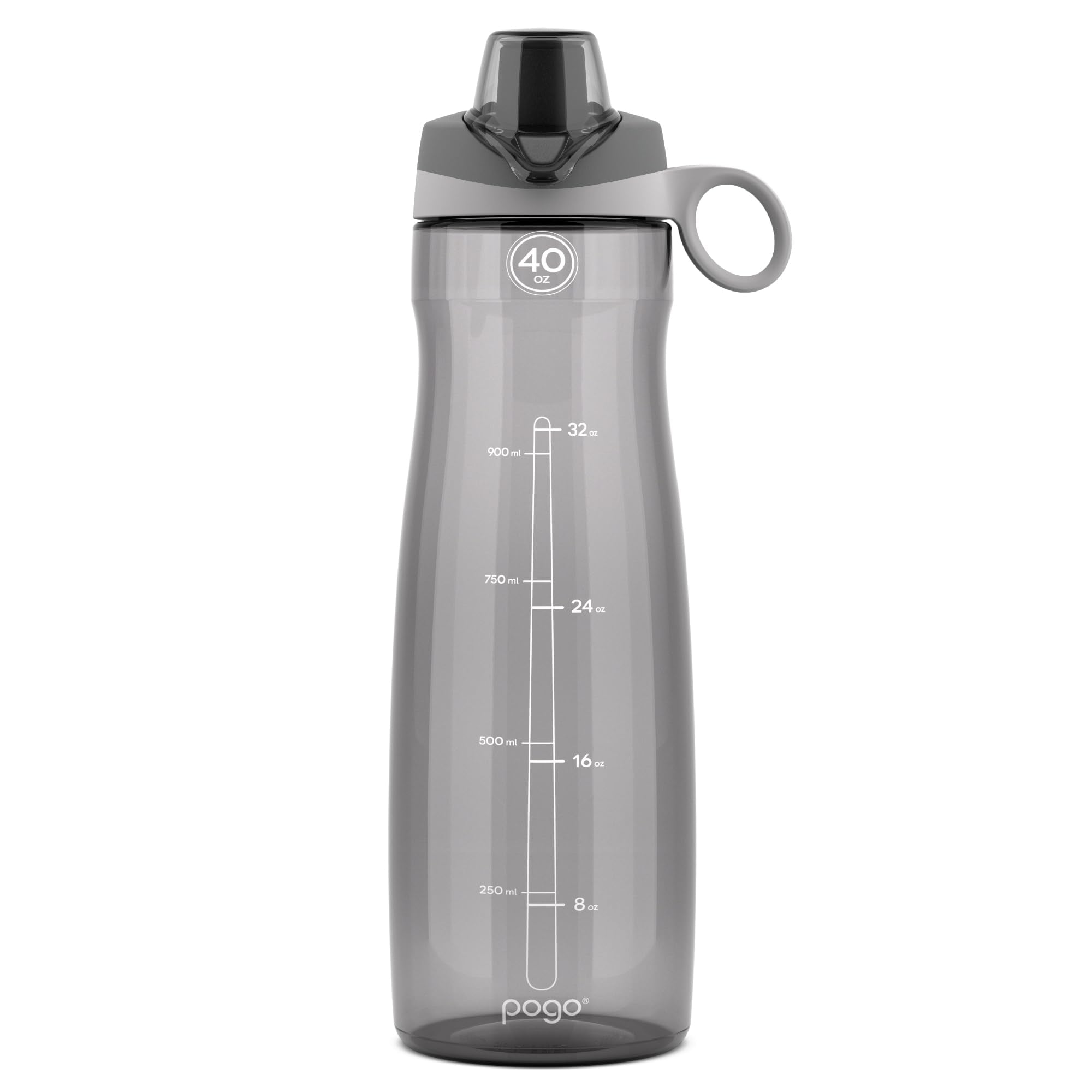 Pogo BPA-Free Tritan Plastic Water Bottle with Chug Lid, 32 Oz, Grey