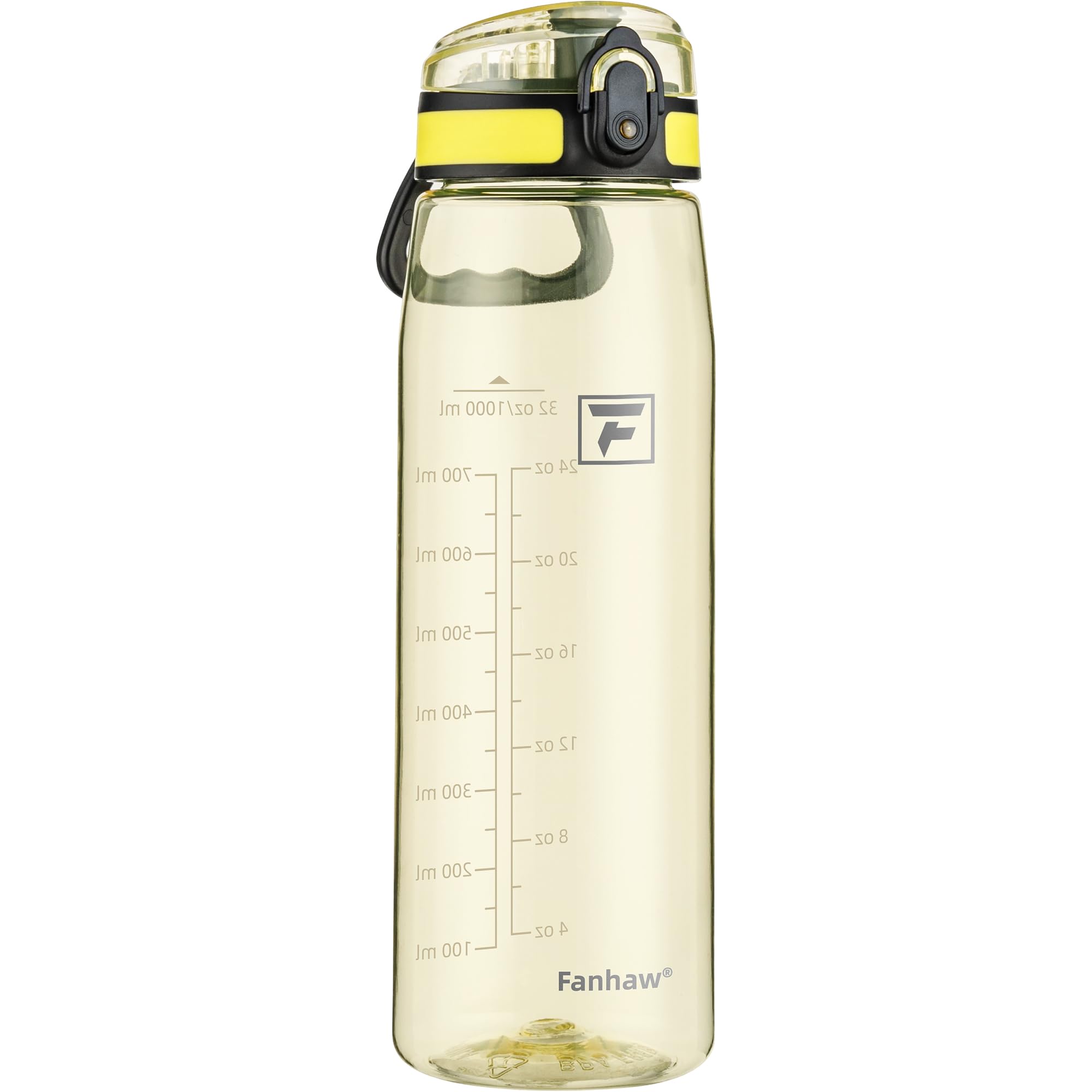 Fanhaw 32 oz Tritan Water Bottle with Chug Lid - Clear, BPA-Free, Lightweight, Wide Mouth, Leak-Proof, Perfect for Gym, Travel, School, Office, and Sports (Clear & Black)