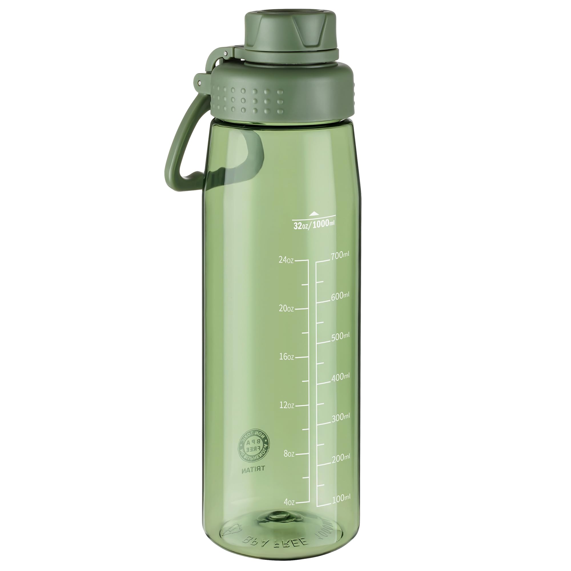 Water Bottle 32oz, clear water bottle with Spout Lid and Carry Handle, Reusable, Tritan, BPA Free, Hiking Water Bottle Suitable for Travel, Outdoors, Gym, Travel, Home, School (Clear)
