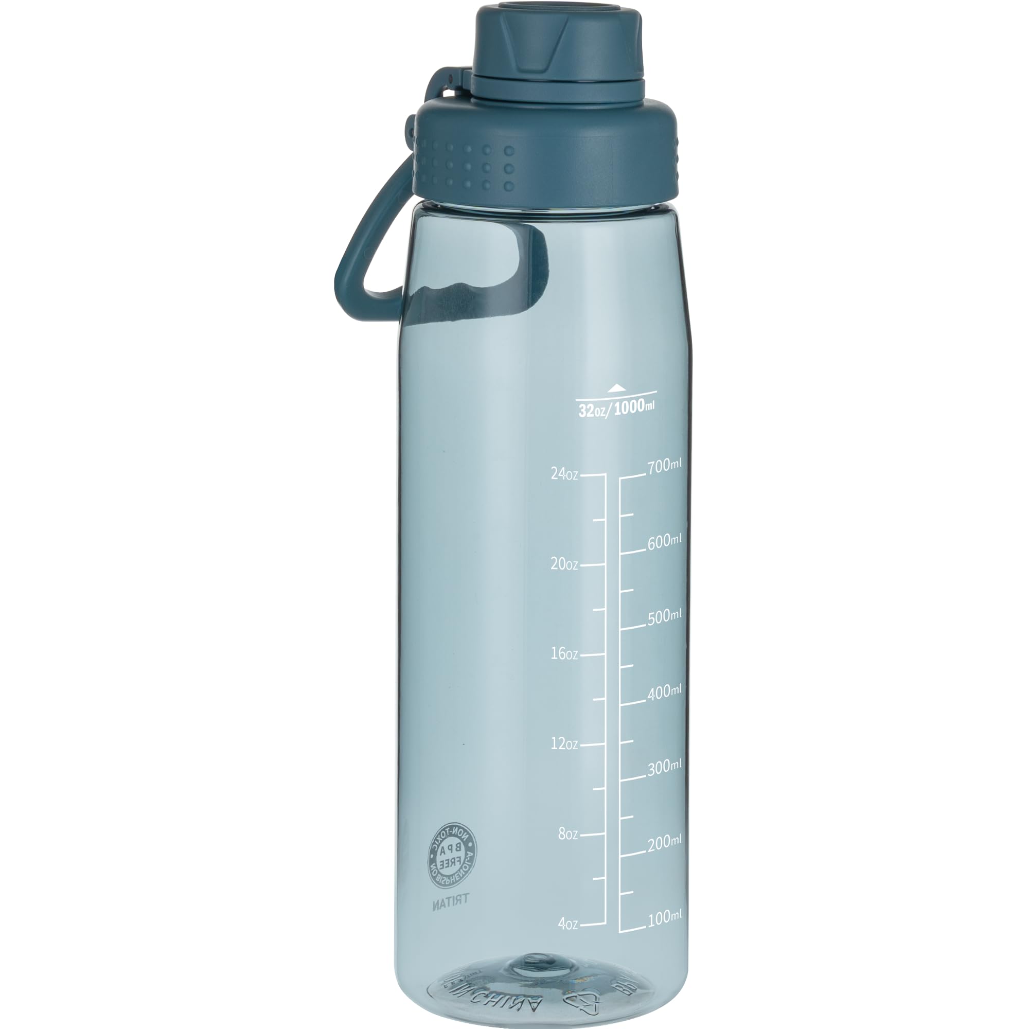 Water Bottle 32oz, clear water bottle with Spout Lid and Carry Handle, Reusable, Tritan, BPA Free, Hiking Water Bottle Suitable for Travel, Outdoors, Gym, Travel, Home, School (Clear)