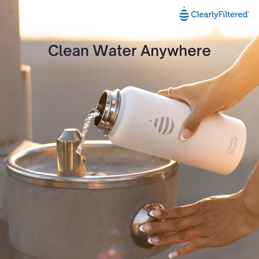 Clearly Filtered Water Bottle | Removes 220+ Contaminants, Double-Wall Insulated Stainless Steel, BPA/BPS Free, Phthalate Free, Filters Flouride Lead Chlorine (32oz, Evergreen)