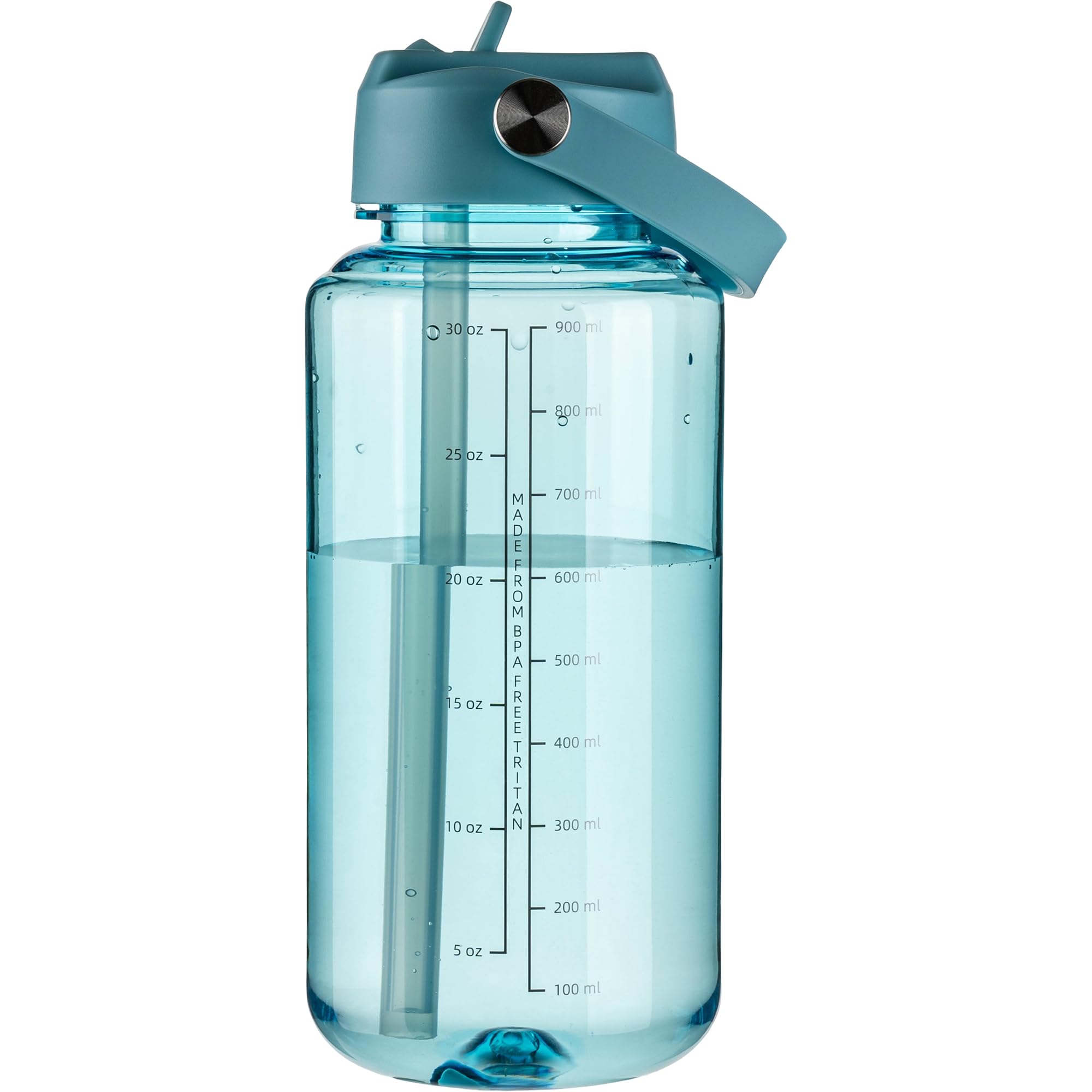 OLDLEY 32 oz Clear Water Bottle with Straw,Tritan BPA-Free, Wide Mouth, Leak Proof - for Gym, Travel, Home, School, Office (Clear)