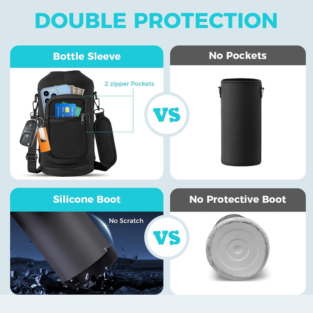 1 Gallon Water Bottle with Straw - 128oz Stainless Steel Water Jug with Sleeve Carrier Bag, Auto Spout Lid, Paracord Handle, Large Insulated Water Bottles Gallon Water Jug, Metal Hydro Thermo Flask