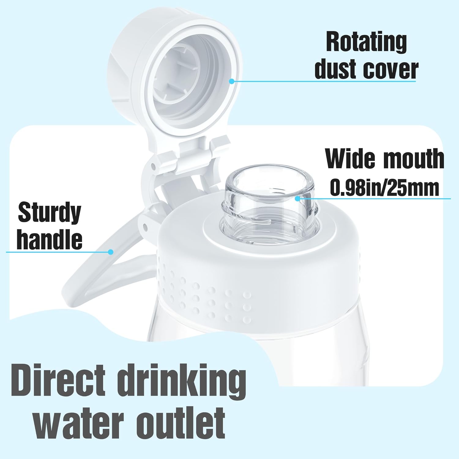 Water Bottle 32oz, clear water bottle with Spout Lid and Carry Handle, Reusable, Tritan, BPA Free, Hiking Water Bottle Suitable for Travel, Outdoors, Gym, Travel, Home, School (Clear)