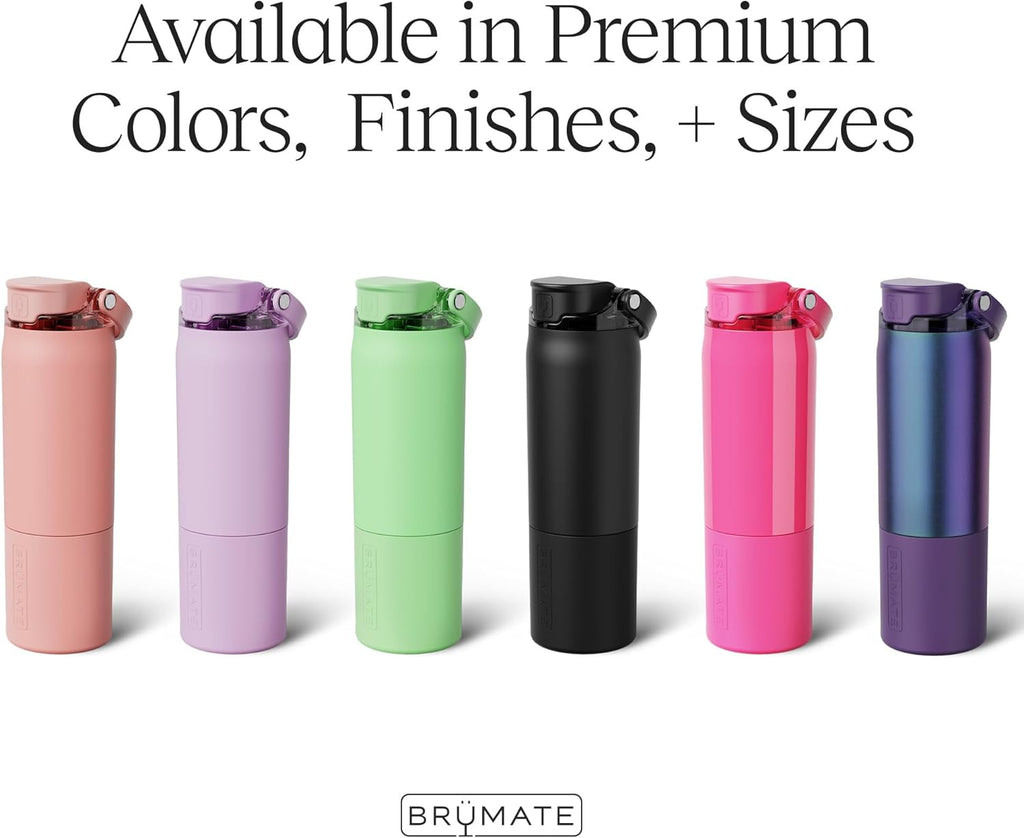 BrüMate Rise 35oz Water Bottle With Covered Silicone Straw | 100% Leakproof Insulated Water Bottle | Soft Sip Silicone Spout | Made of Stainless Steel | 35oz (Neon Pink)