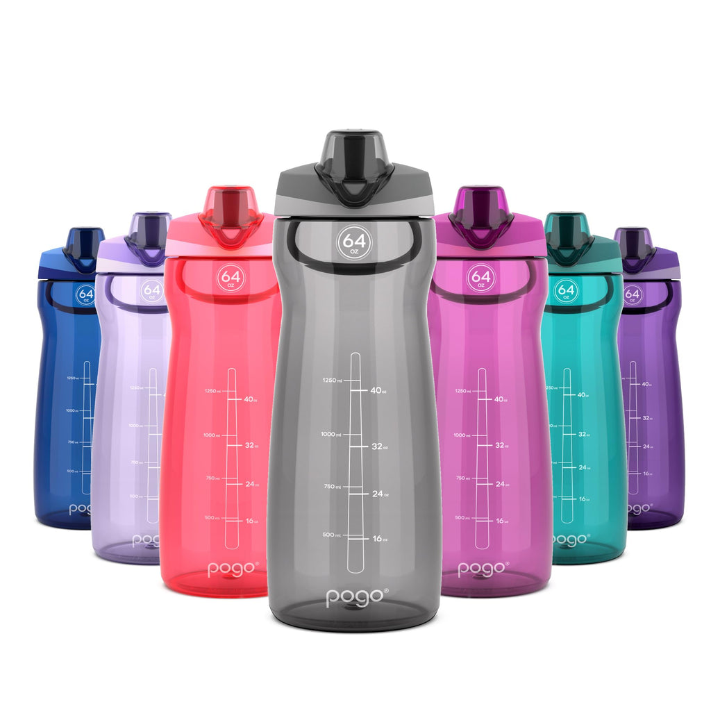 Pogo BPA-Free Tritan Plastic Water Bottle with Chug Lid, 32 Oz, Grey