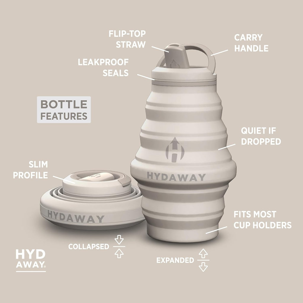 HYDAWAY 17oz Collapsible Water Bottle - BPA-Free, Leakproof, Lightweight, and Space-Saving - Perfect for Travel, Hiking, and Everyday Hydration