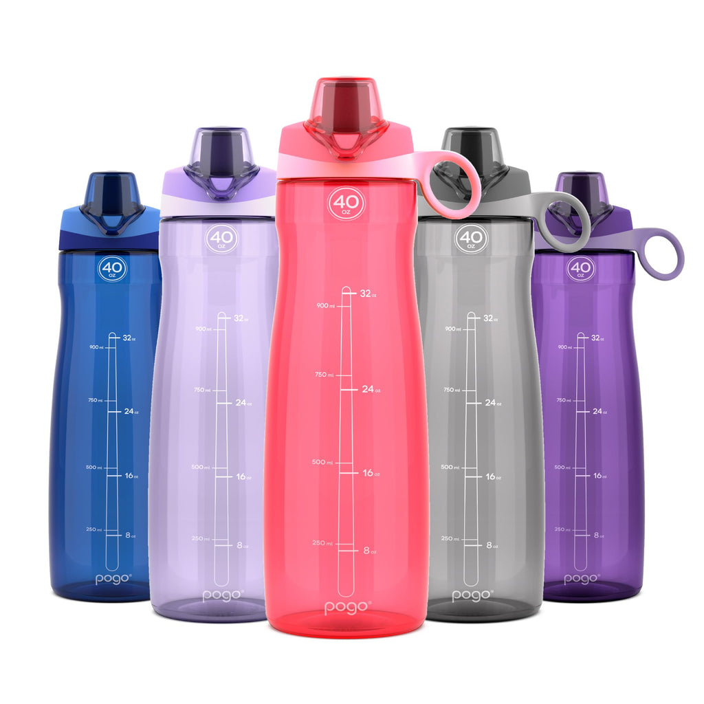 Pogo BPA-Free Tritan Plastic Water Bottle with Chug Lid, 32 Oz, Grey