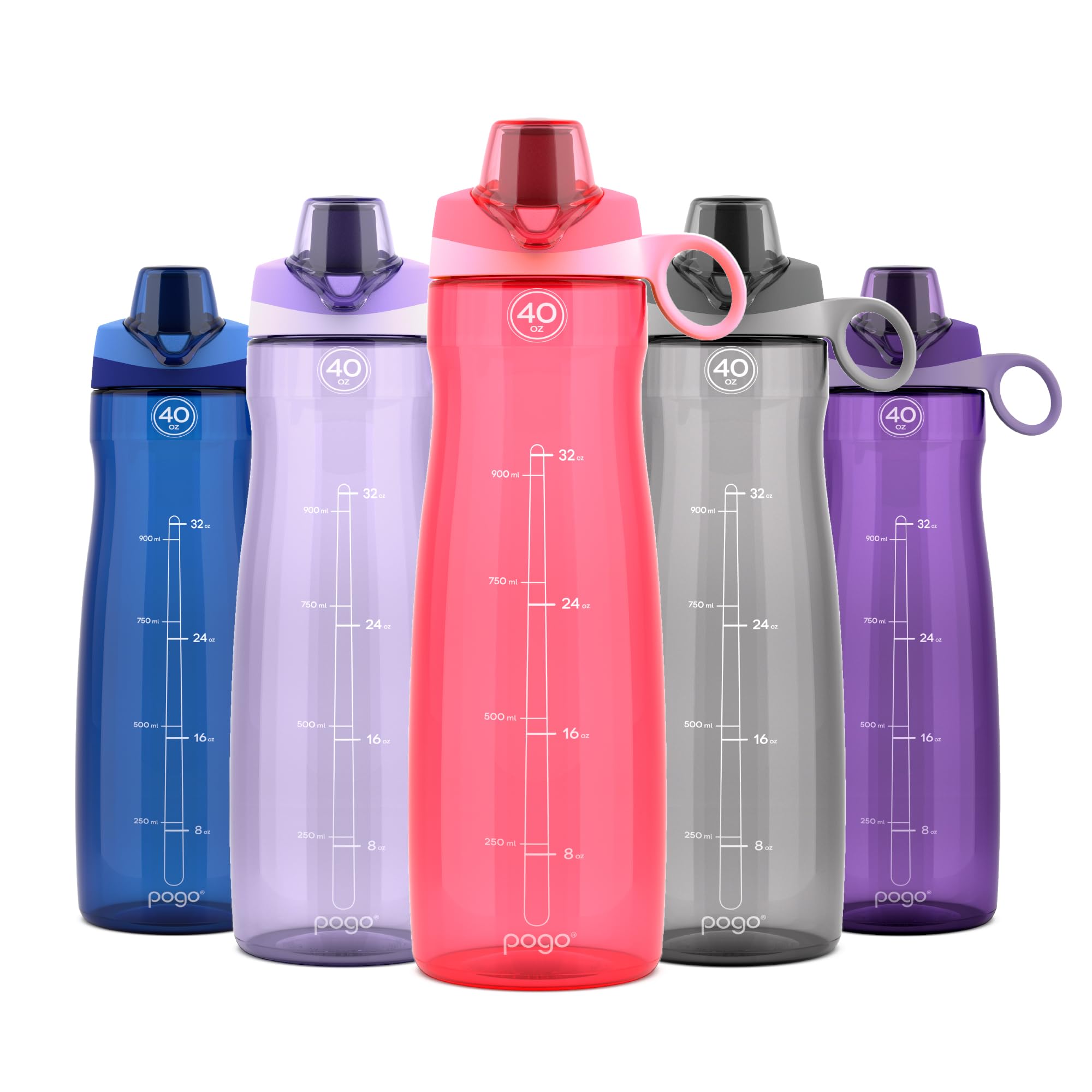 Pogo BPA-Free Tritan Plastic Water Bottle with Chug Lid, 32 Oz, Grey