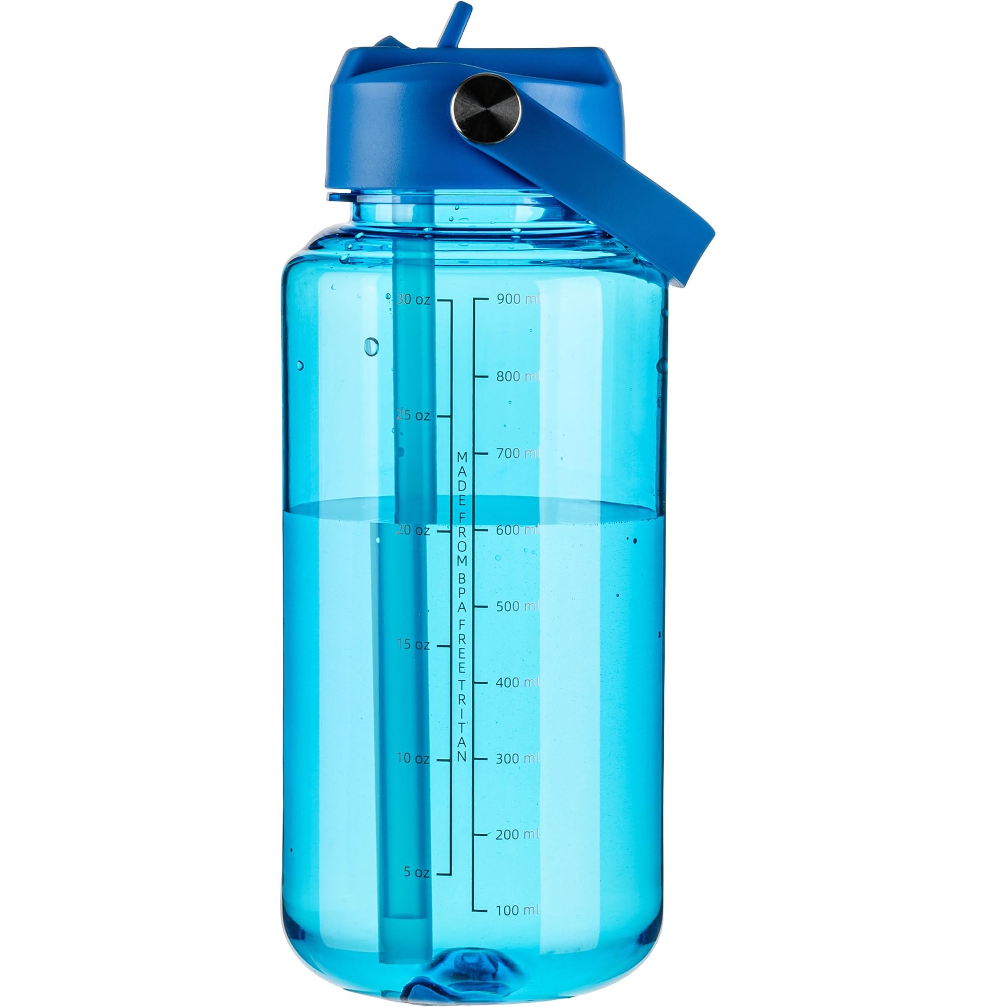 OLDLEY 32 oz Clear Water Bottle with Straw,Tritan BPA-Free, Wide Mouth, Leak Proof - for Gym, Travel, Home, School, Office (Clear)