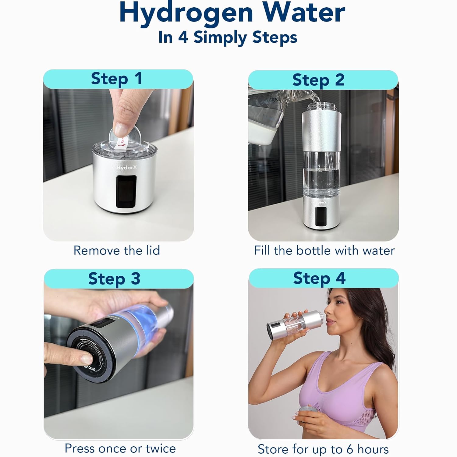 6700PPB Max Hydrogen Water Bottle Generator, 8.3oz Portable Rechargeable Ionizer with SPE/PEM Certified Technology, Leak-Proof Food-Grade for Home Office Travel Fitness & Ideal Gifts