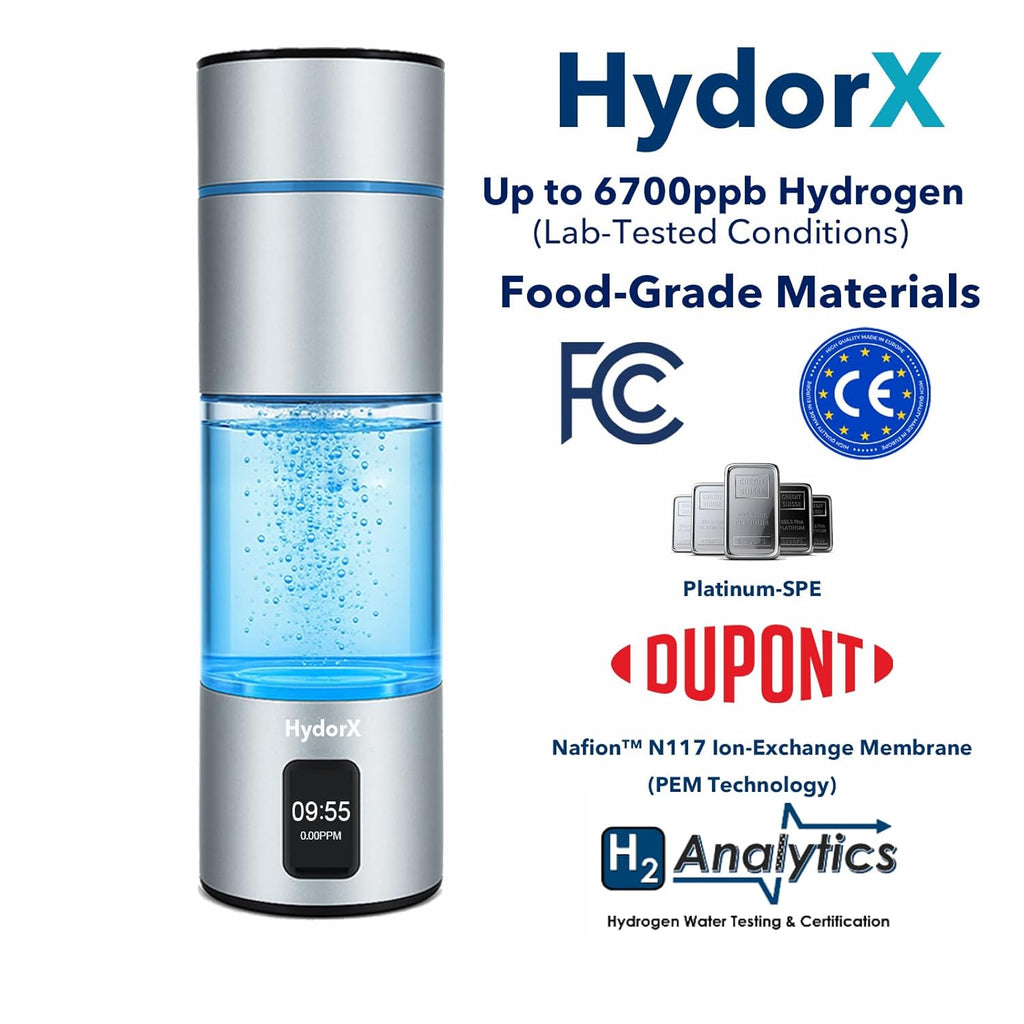 6700PPB Max Hydrogen Water Bottle Generator, 8.3oz Portable Rechargeable Ionizer with SPE/PEM Certified Technology, Leak-Proof Food-Grade for Home Office Travel Fitness & Ideal Gifts