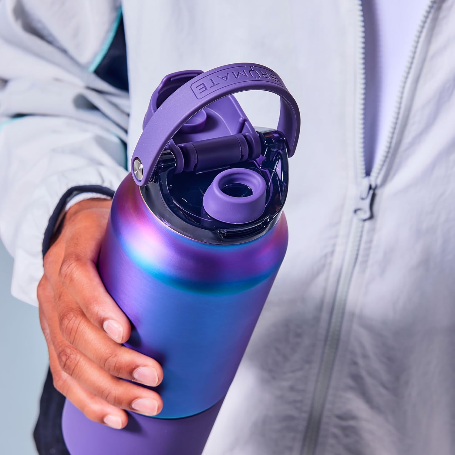 BrüMate Rise 35oz Water Bottle With Covered Silicone Straw | 100% Leakproof Insulated Water Bottle | Soft Sip Silicone Spout | Made of Stainless Steel | 35oz (Neon Pink)