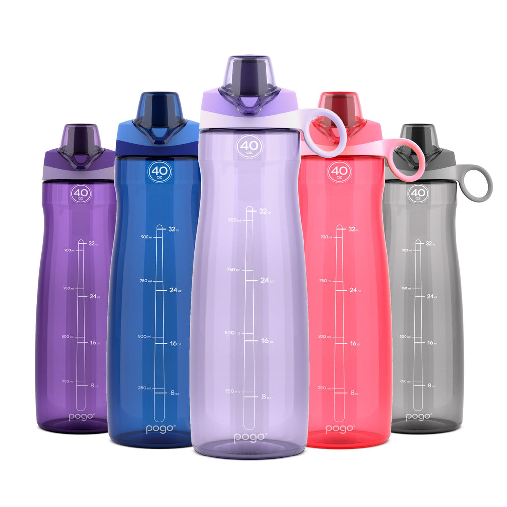 Pogo BPA-Free Tritan Plastic Water Bottle with Chug Lid, 32 Oz, Grey