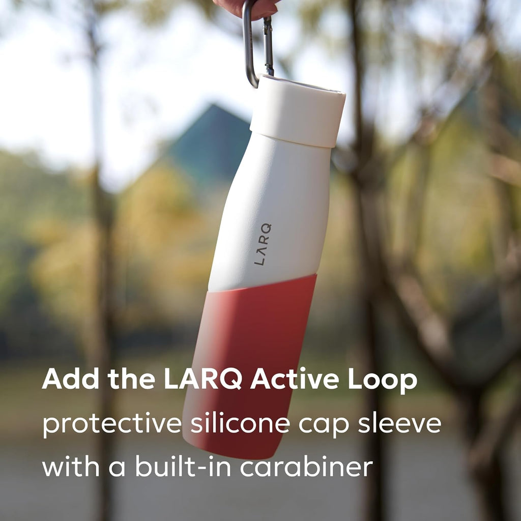 LARQ Bottle Movement PureVis 24 oz- Lightweight Self-Cleaning and Non-Insulated Stainless Steel Water Bottle with UV Water Purifier | Reusable & Travel Friendly, Black/Pine